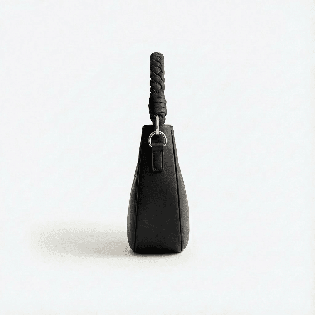 Black Braided Handle Luna Bag
