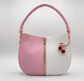 Off-White & Pink Braided Handle Luna Bag