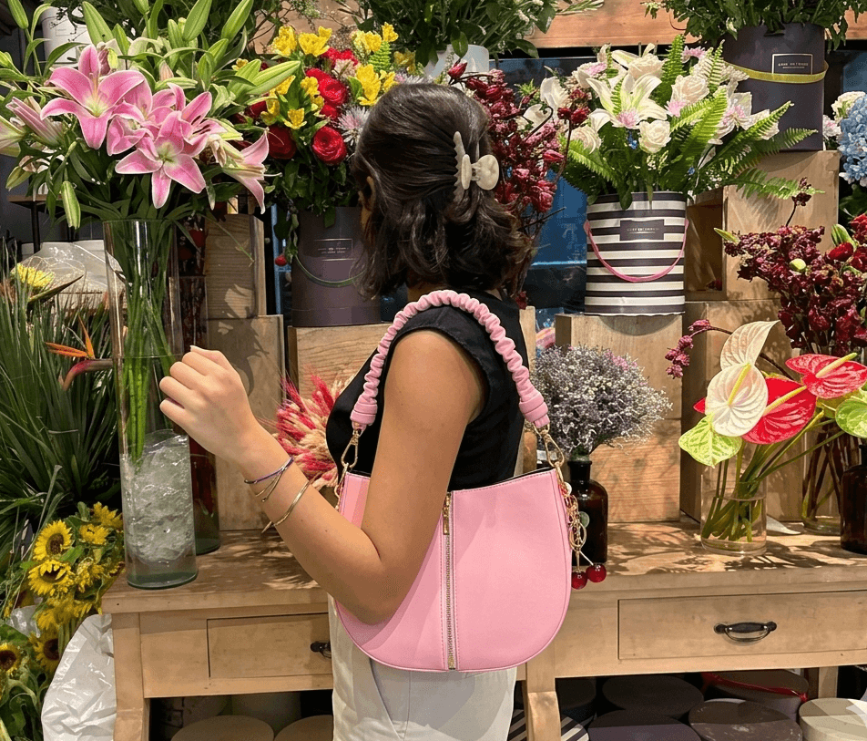Pink Braided Handle Luna Bag