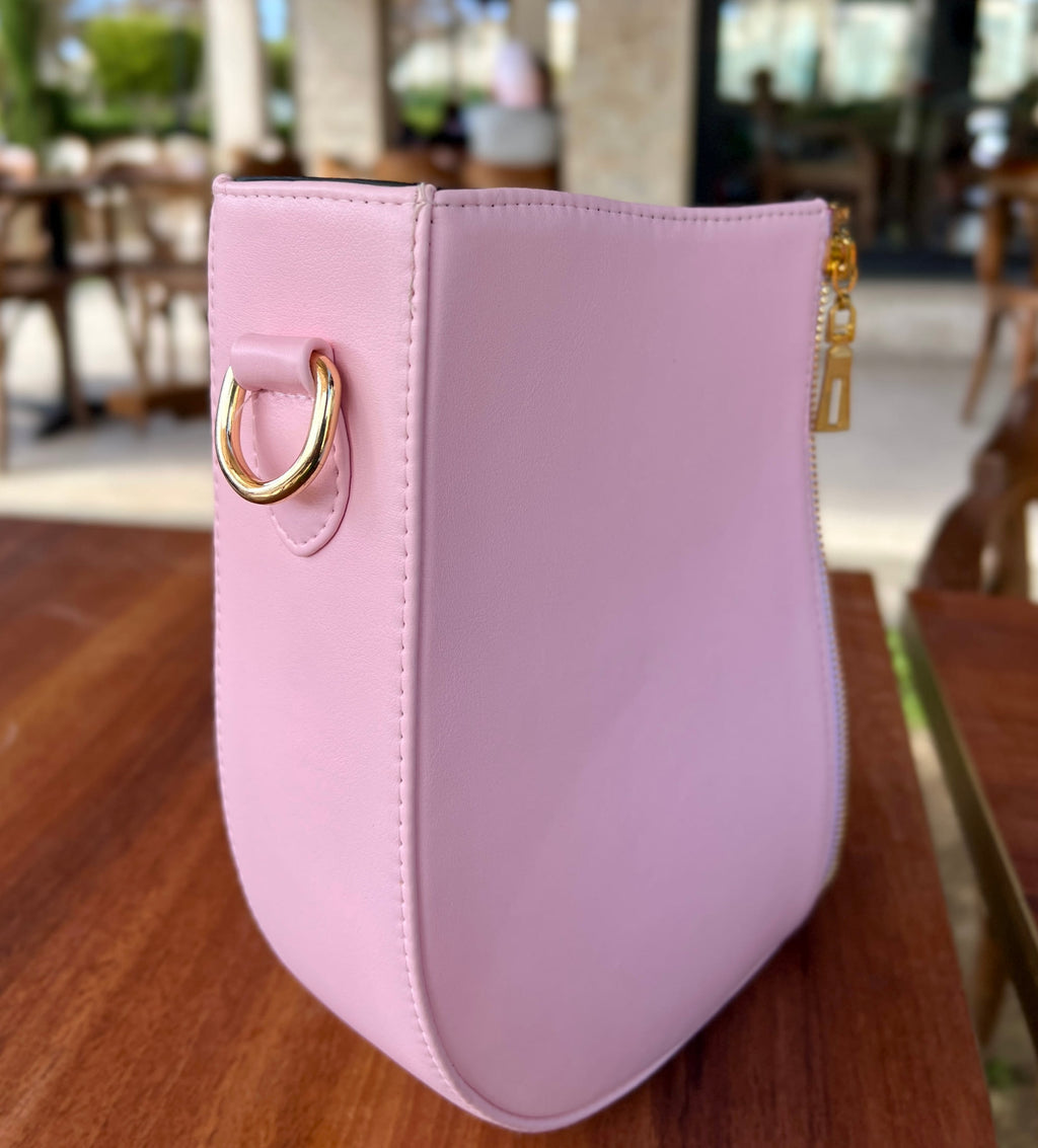 Demi-Lune – Pink Leather Interchangeable Half for Bag System