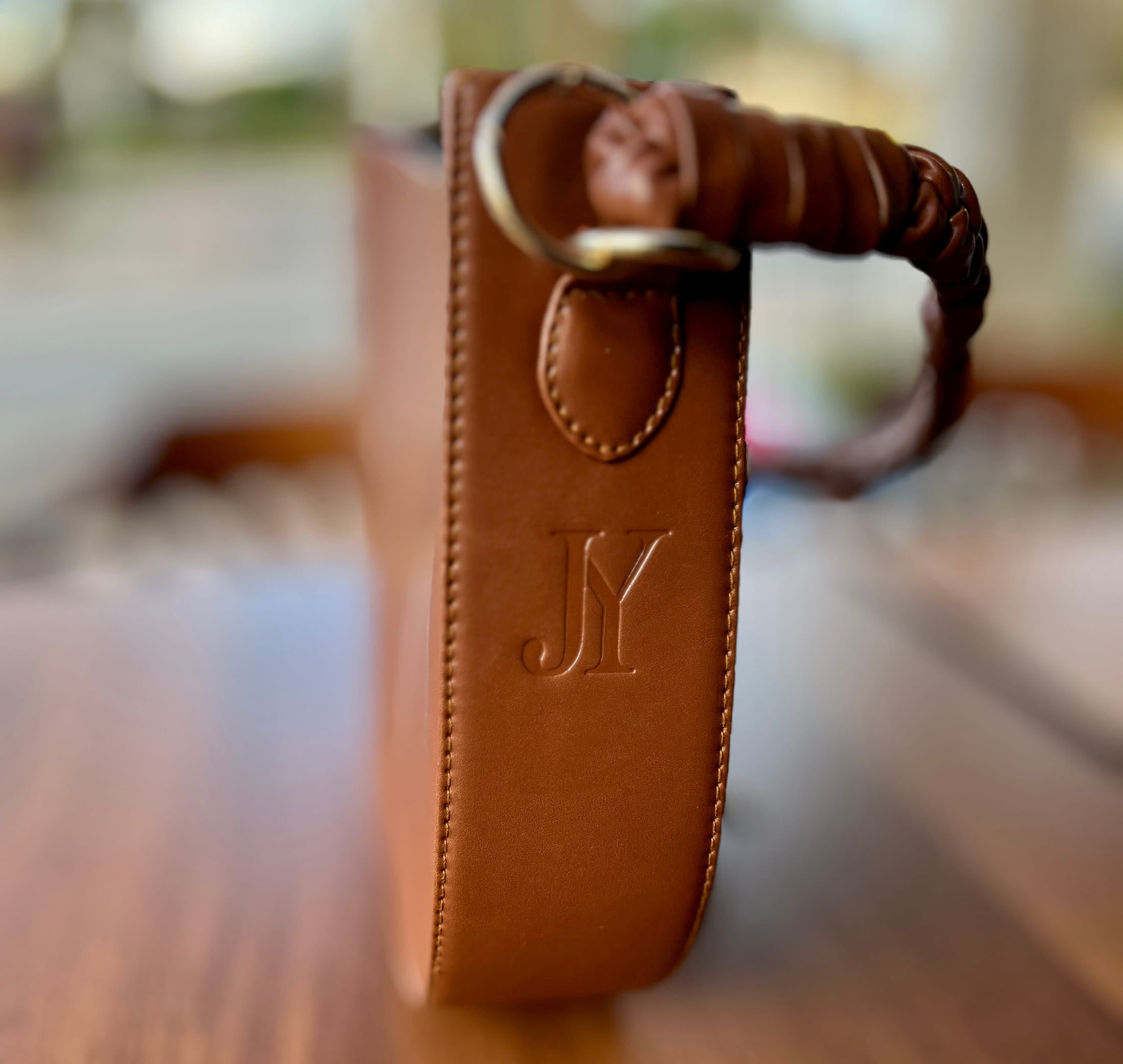 Brown Braided Handle Luna Bag