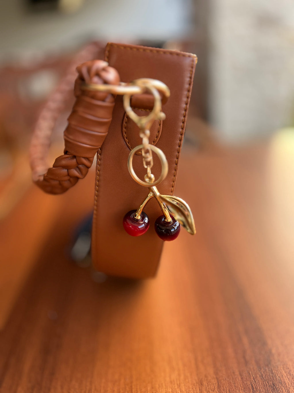 Brown Braided Handle Luna Bag