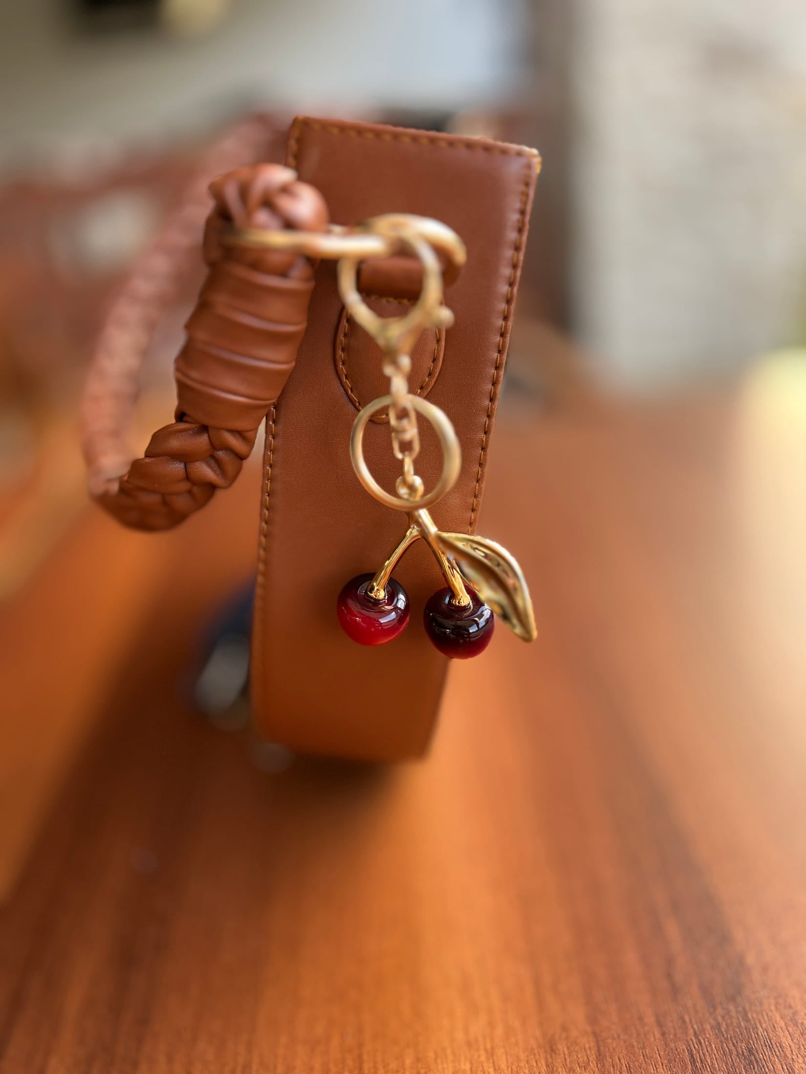 Brown Braided Handle Luna Bag