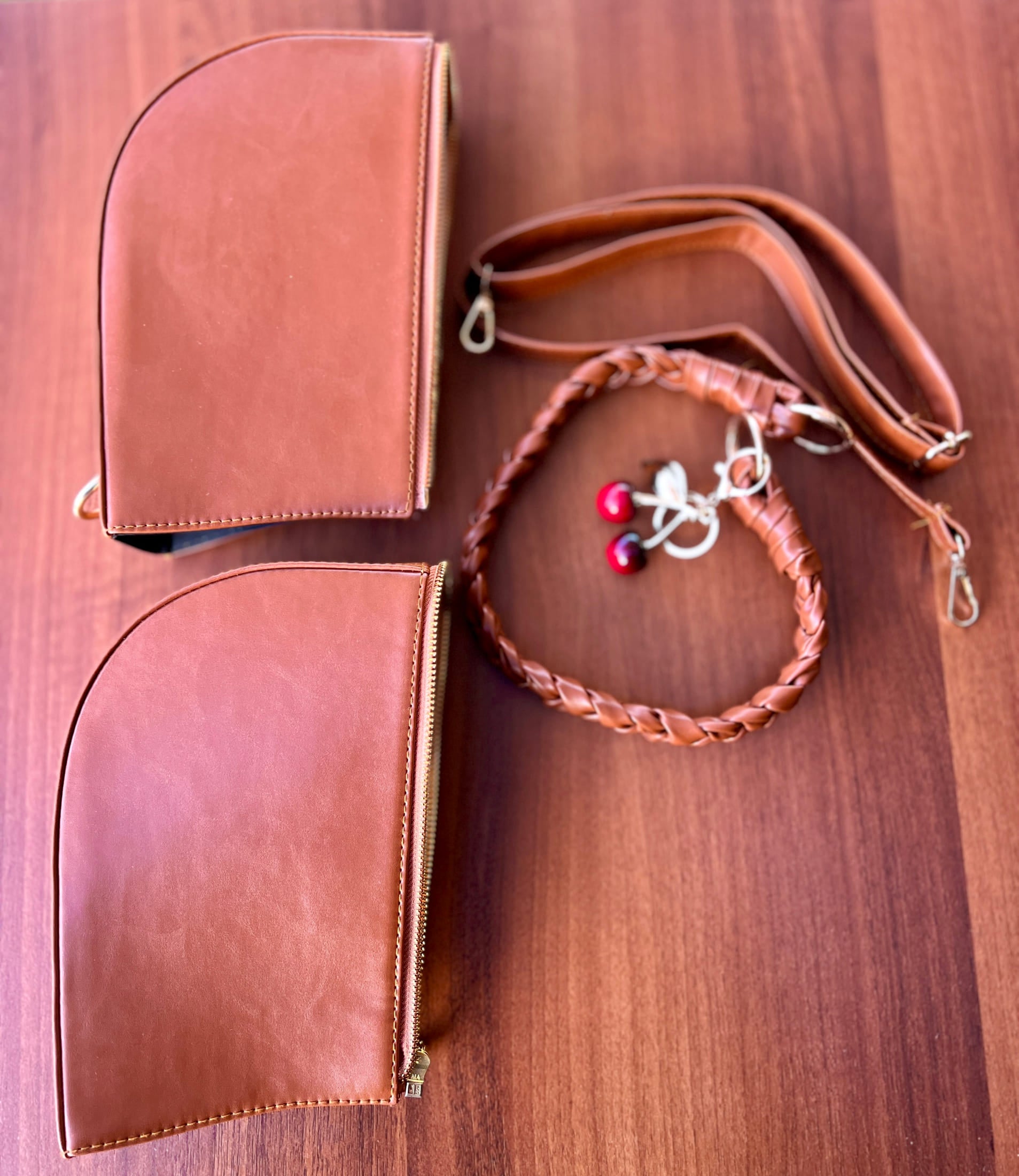 Brown Braided Handle Luna Bag