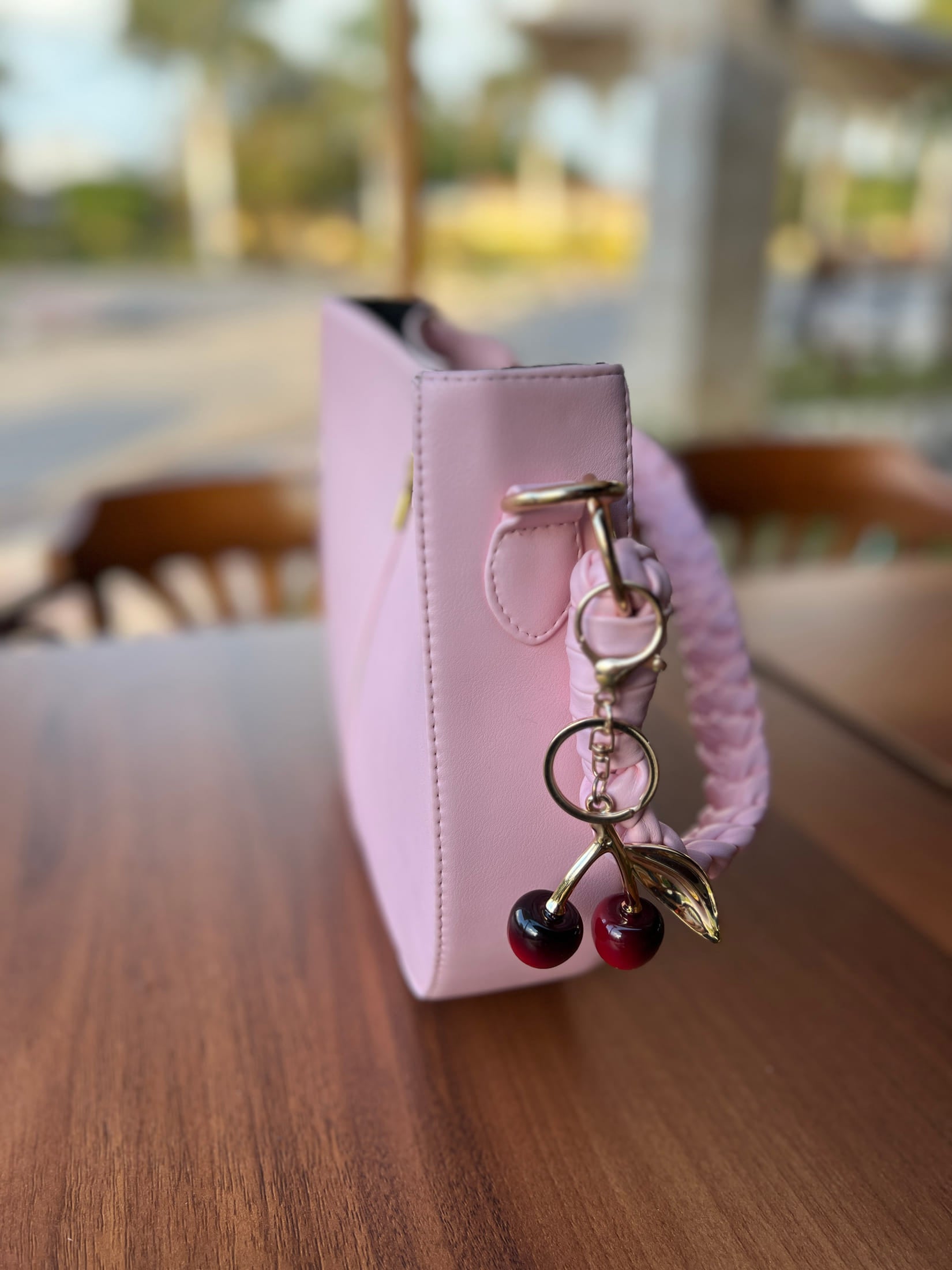 Pink Braided Handle Luna Bag