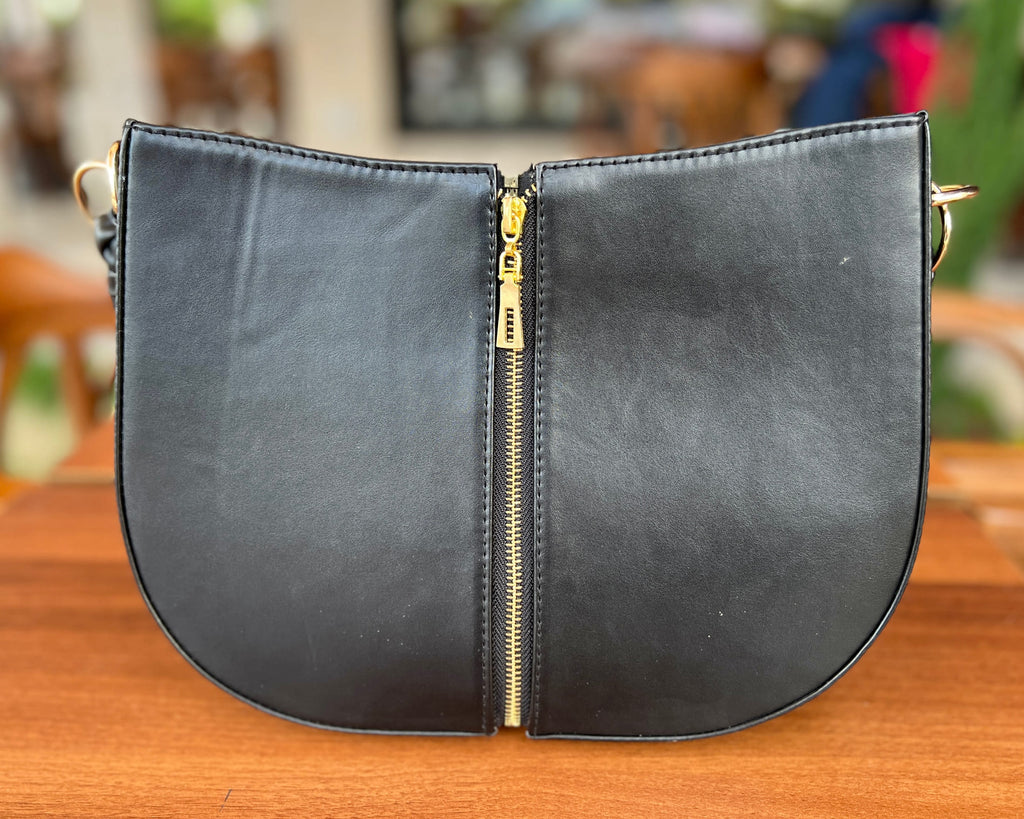 Black Braided Handle Luna Bag
