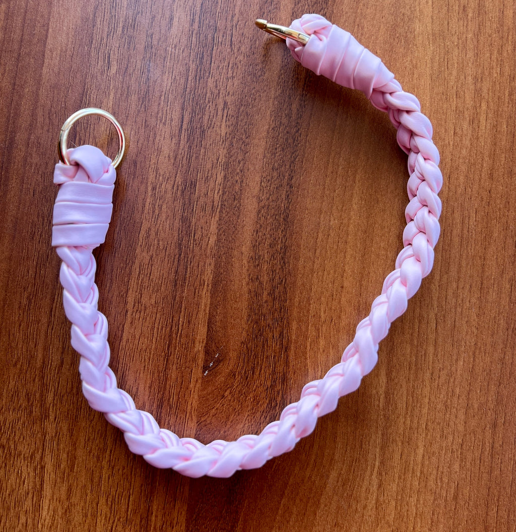 Black & Blush Pink Braided Handle Luna Bag
