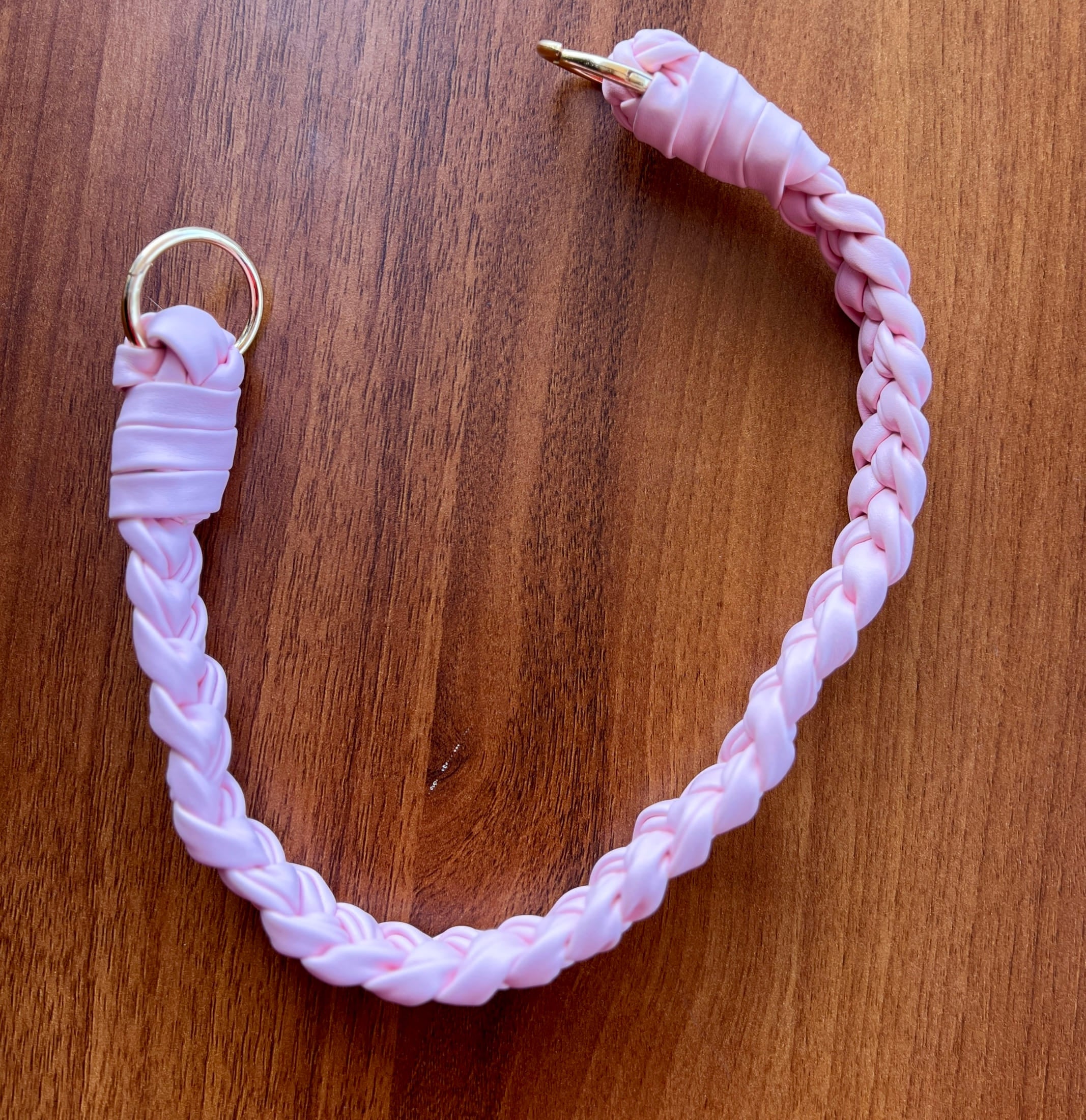 Black & Blush Pink Braided Handle Luna Bag