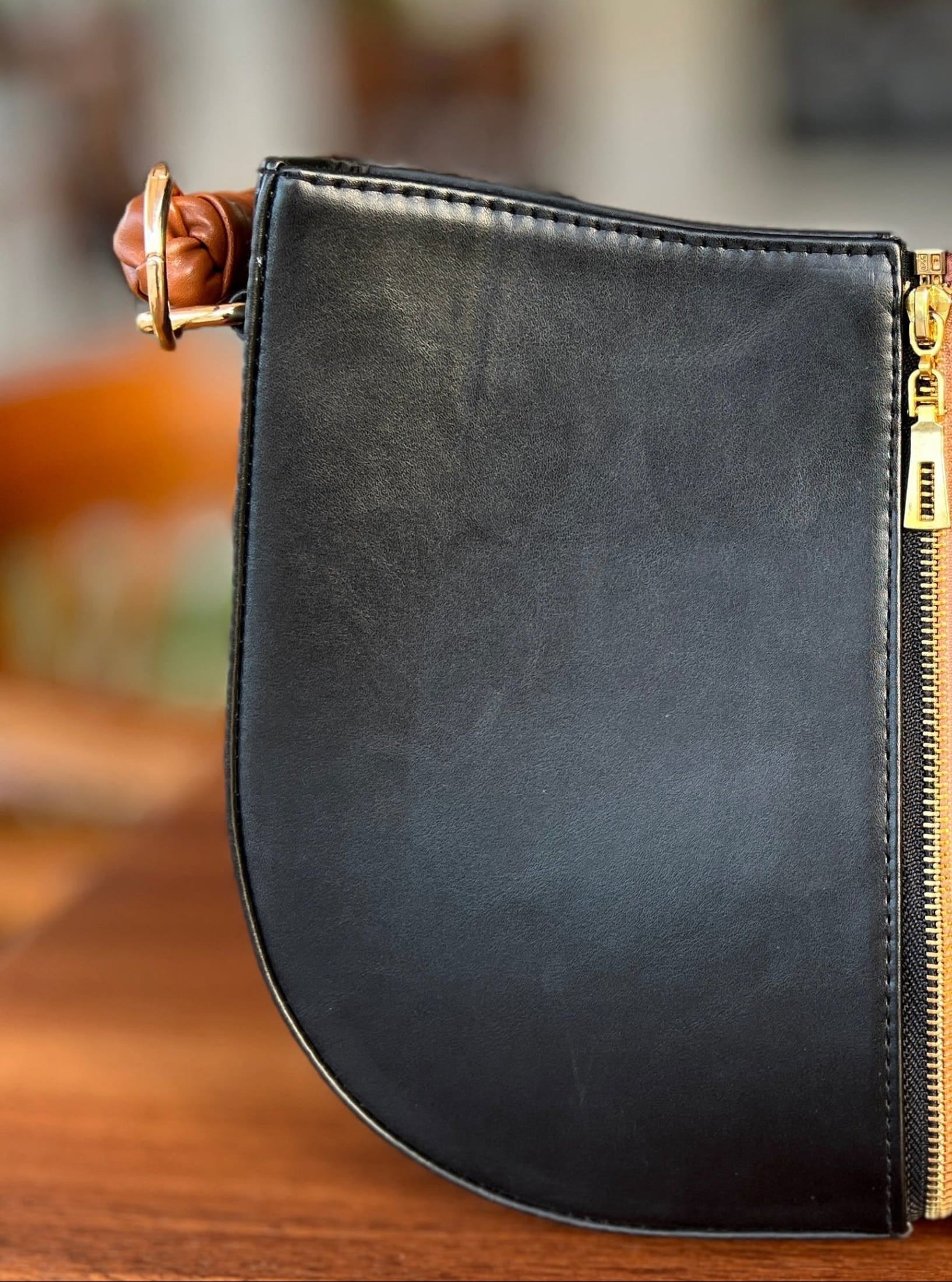 Demi-Lune – Black Leather Interchangeable Half for  Bag System