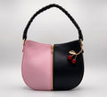 Black & Blush Pink Braided Handle Luna Bag